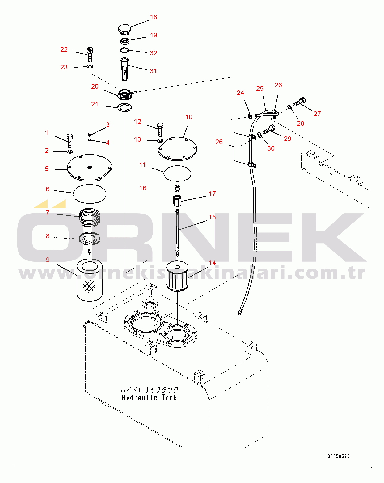Komatsu WA480-6 S/N 90216-UP (For EU) Hydraulic Tank, Element and Strainer (#90216-)