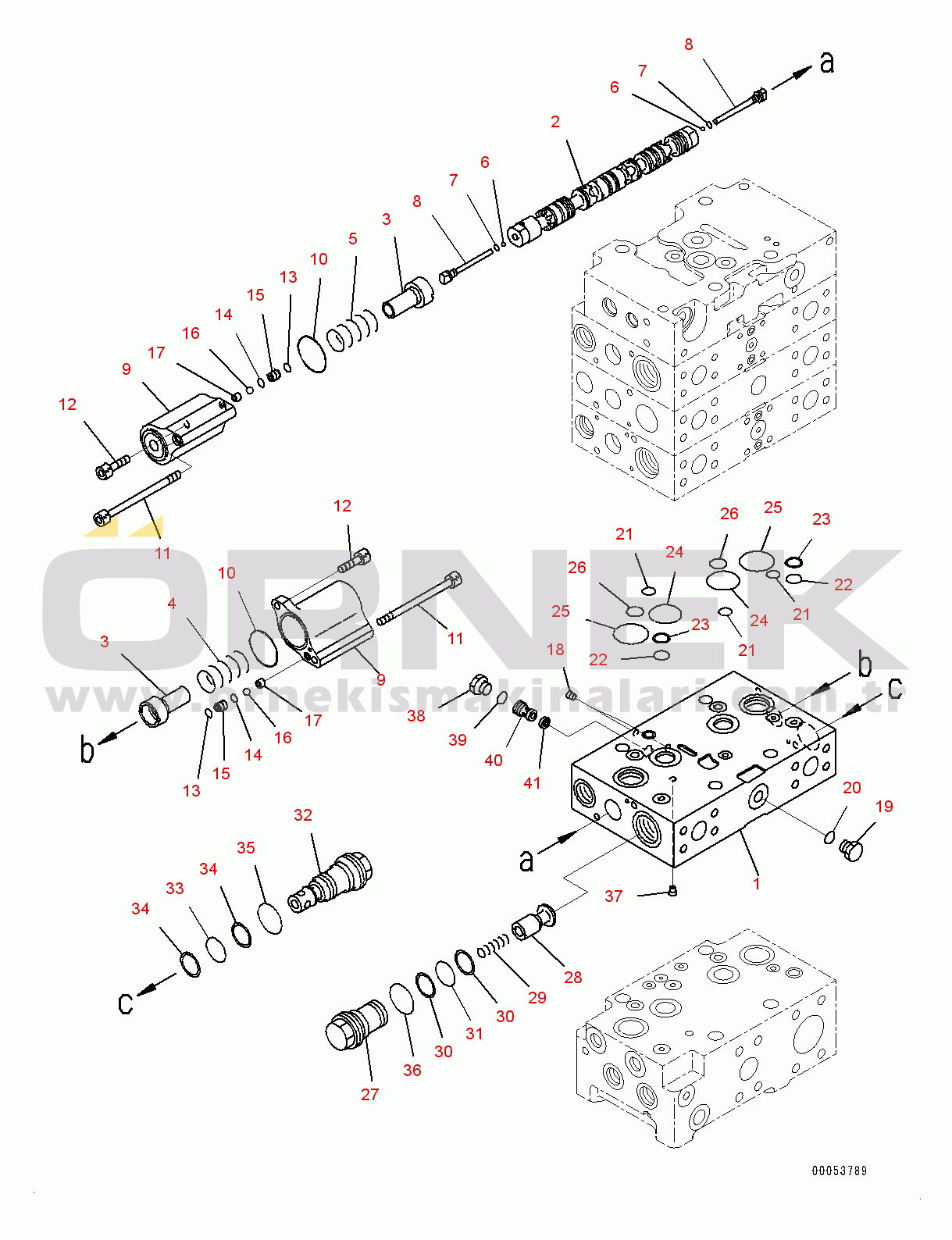 Komatsu WA480-6 S/N 90216-UP (For EU) Hydraulic Oil Control Valve, 4-valve (4/10) (#90216-)