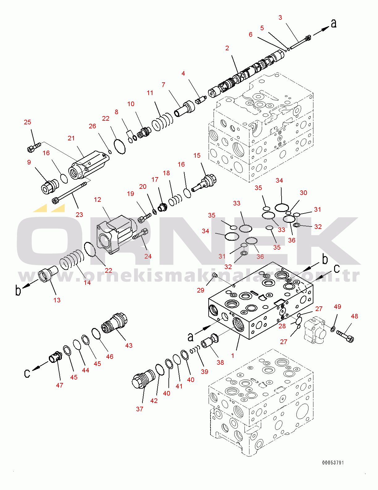 Komatsu WA480-6 S/N 90216-UP (For EU) Hydraulic Oil Control Valve, 4-valve (6/10) (#90216-)
