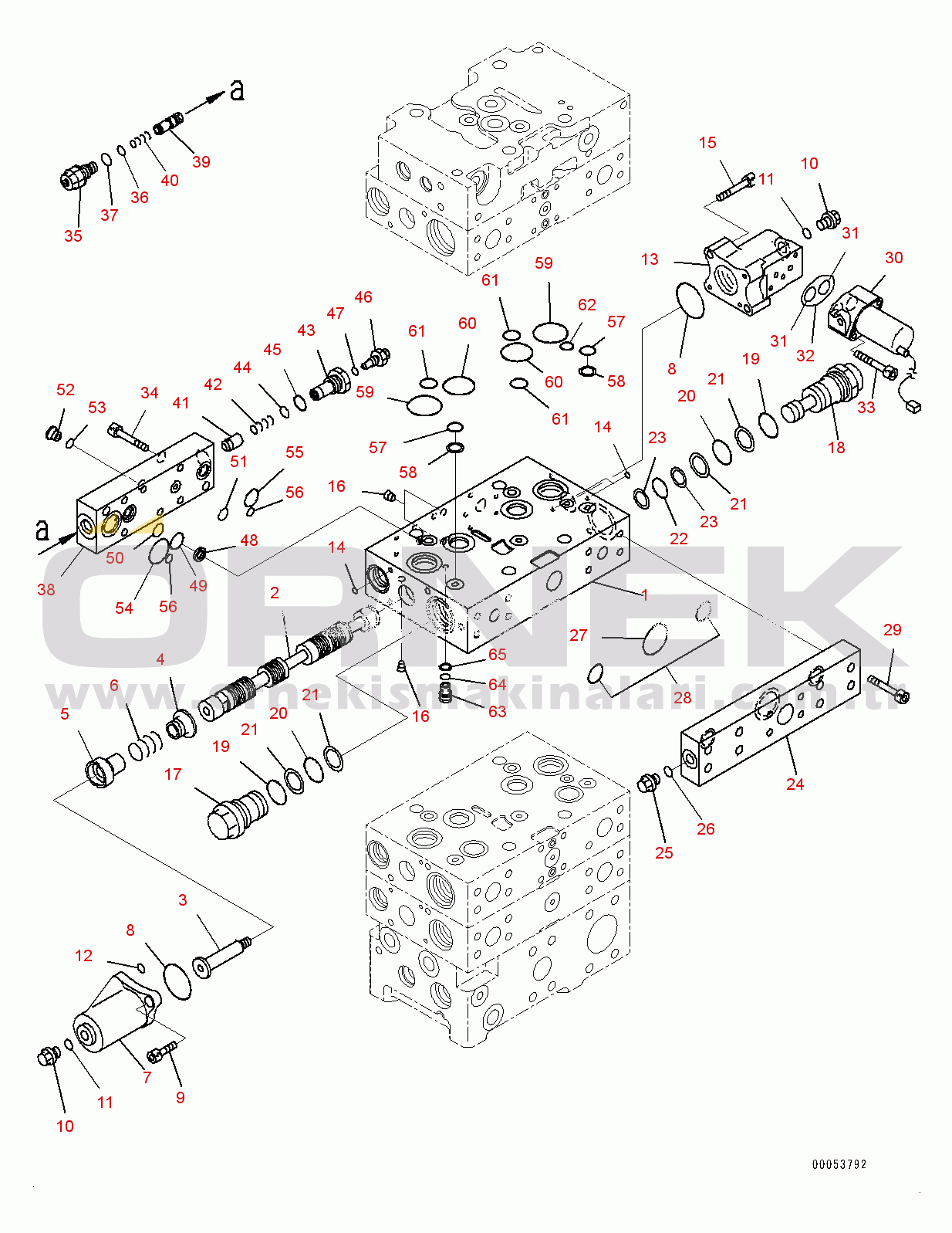 Komatsu WA480-6 S/N 90216-UP (For EU) Hydraulic Oil Control Valve, 4-valve (7/10) (#90216-)
