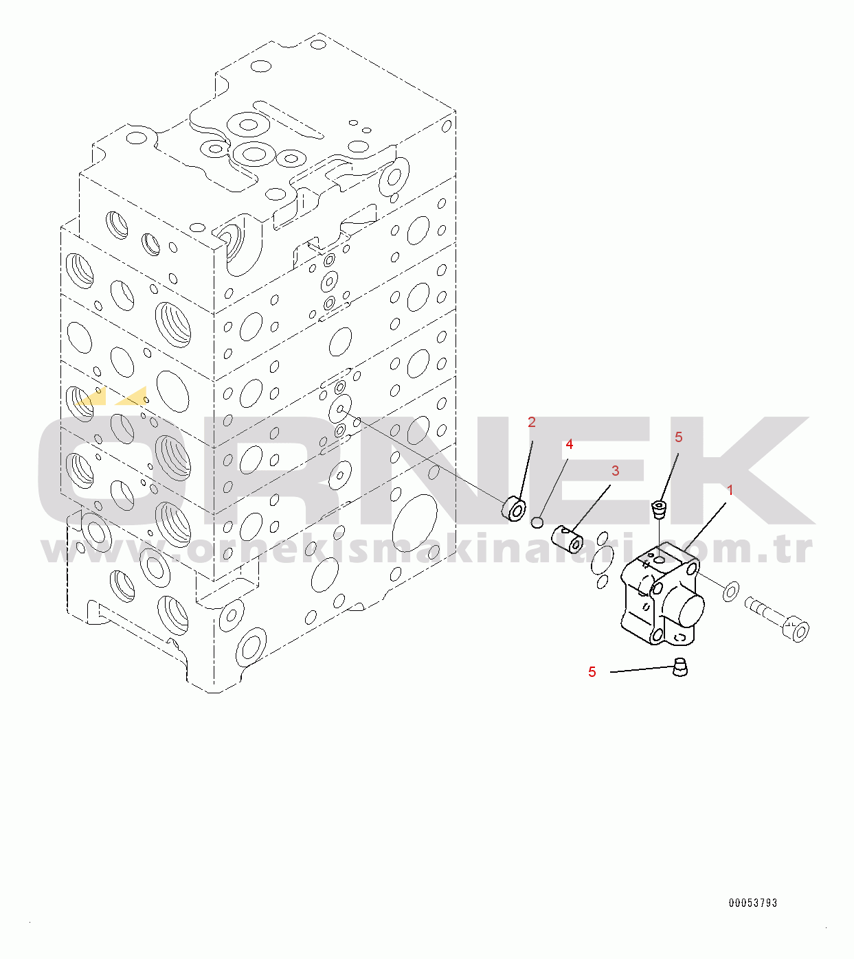 Komatsu WA480-6 S/N 90216-UP (For EU) Hydraulic Oil Control Valve, 4-valve (8/10) (#90216-)