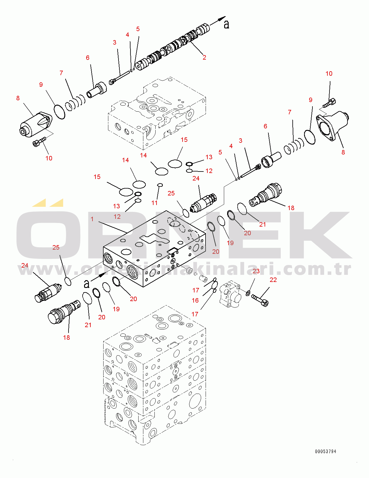 Komatsu WA480-6 S/N 90216-UP (For EU) Hydraulic Oil Control Valve, 4-valve (9/10) (#90216-)