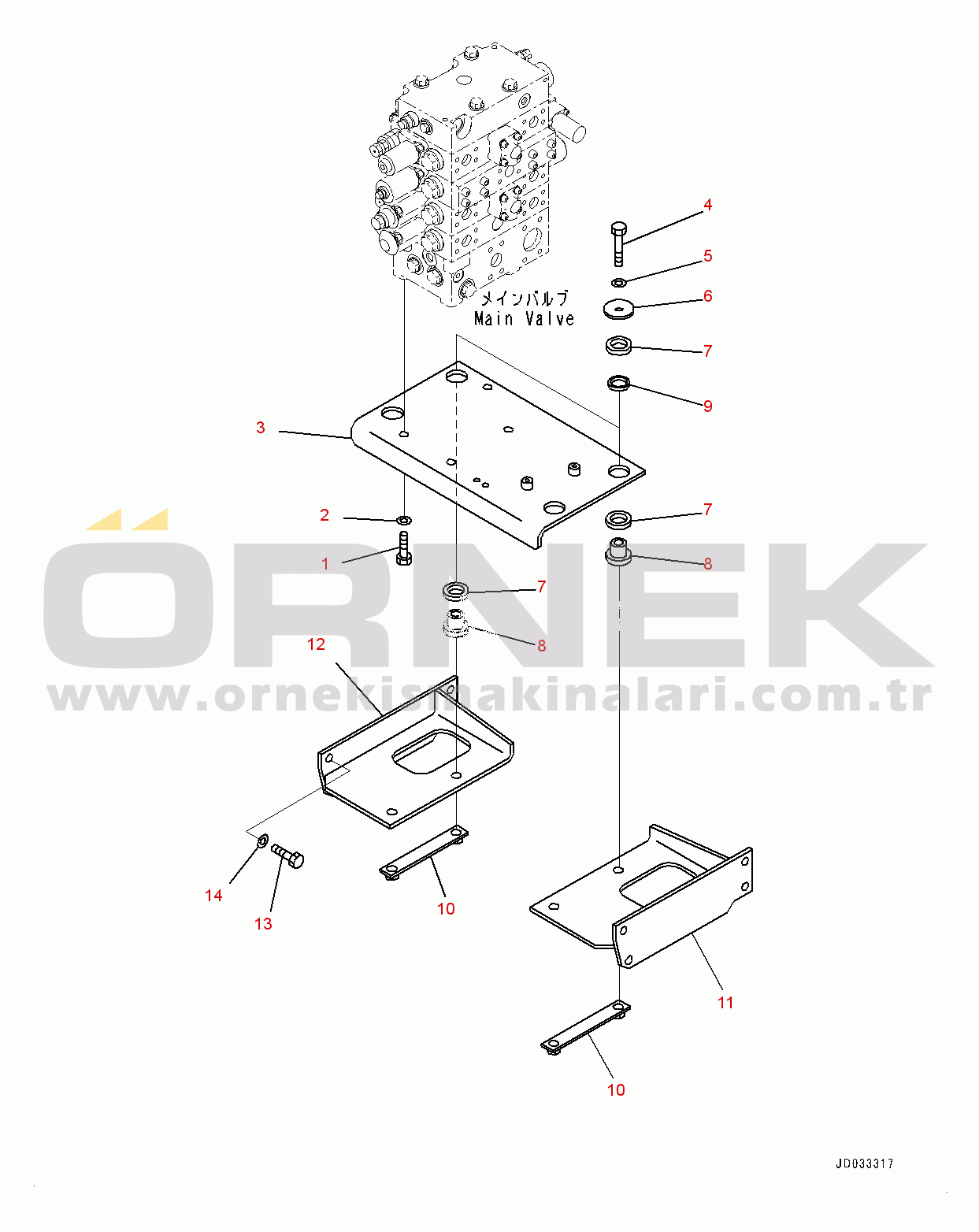 Komatsu WA480-6 S/N 90216-UP (For EU) Hydraulic Oil Control Valve, Bracket (#90216-)