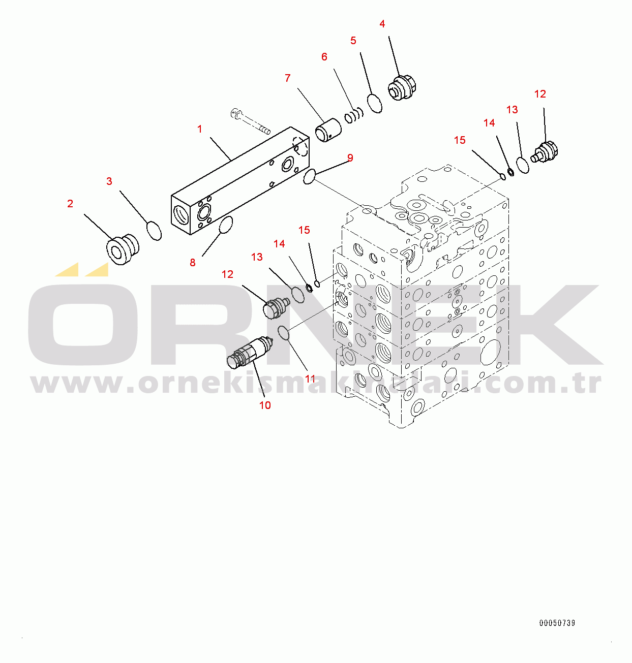 Komatsu WA480-6 S/N 90216-UP (For EU) Hydraulic Oil Control Valve, 3-valve (3/8) (#90216-)