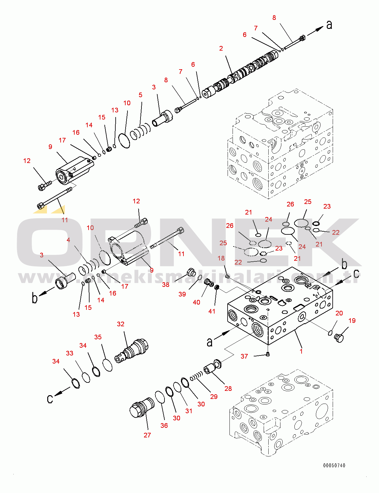 Komatsu WA480-6 S/N 90216-UP (For EU) Hydraulic Oil Control Valve, 3-valve (4/8) (#90216-)