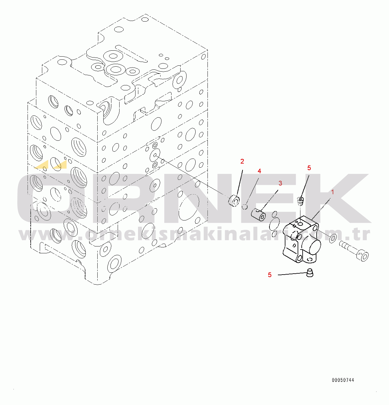 Komatsu WA480-6 S/N 90216-UP (For EU) Hydraulic Oil Control Valve, 3-valve (8/8) (#90216-)