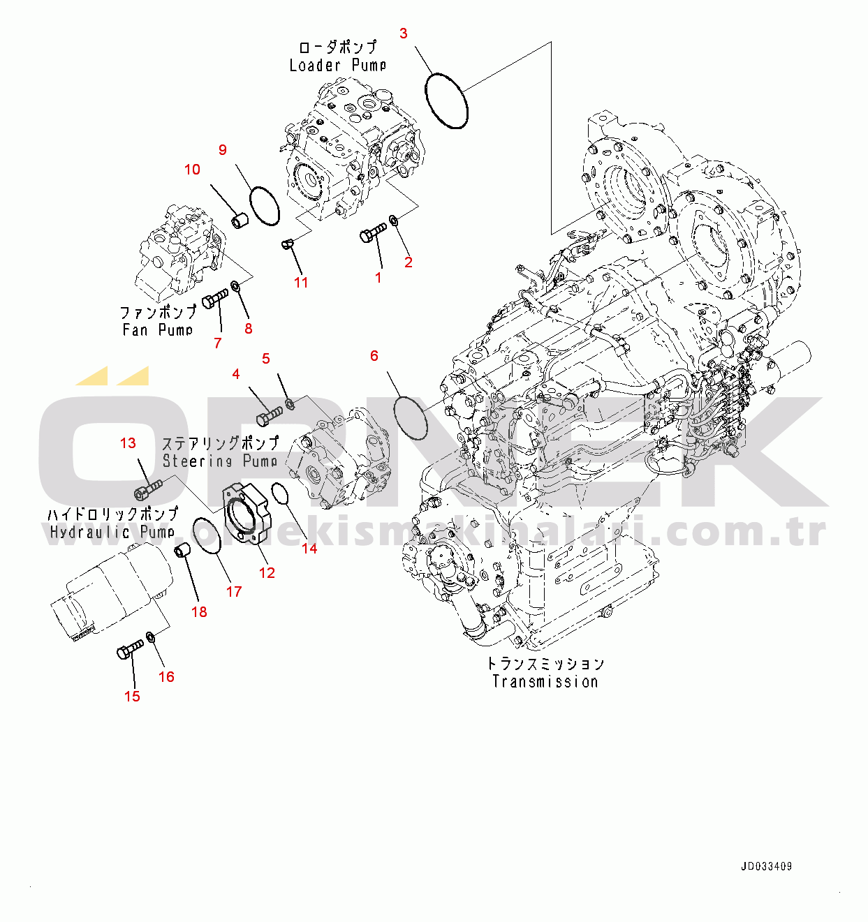 Komatsu WA480-6 S/N 90216-UP (For EU) Hydraulic Pump, Mounting (1/2) (#90216-)