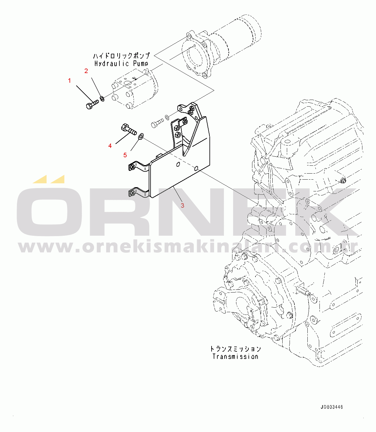 Komatsu WA480-6 S/N 90216-UP (For EU) Hydraulic Pump, Bracket (#90216-)