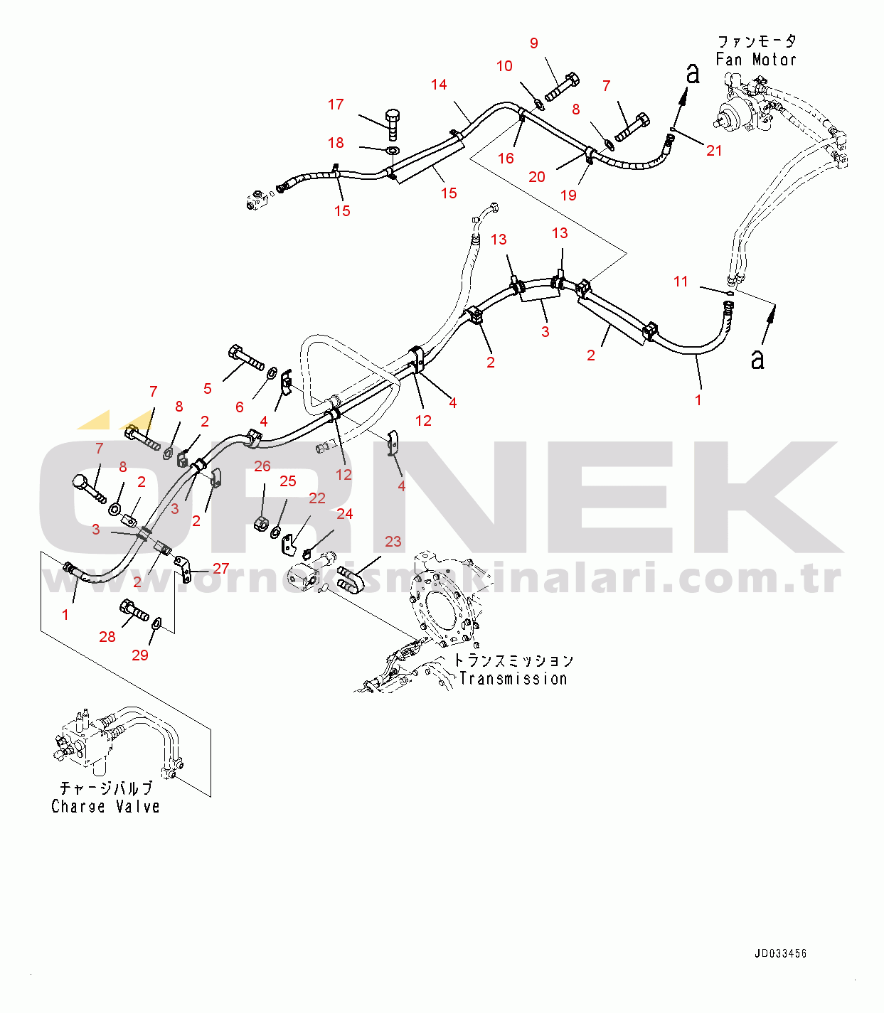 Komatsu WA480-6 S/N 90216-UP (For EU) Cooling Fan Drive Piping (#90216-)