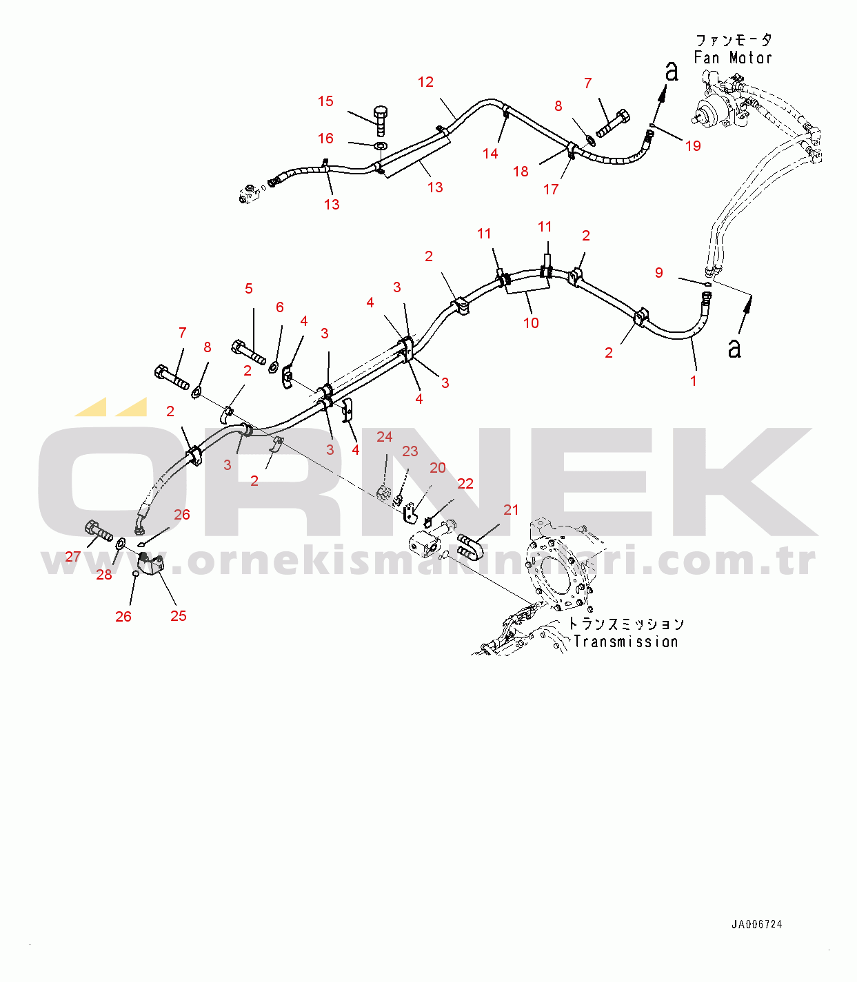 Komatsu WA480-6 S/N 90216-UP (For EU) Cooling Fan Drive Piping (#90216-)