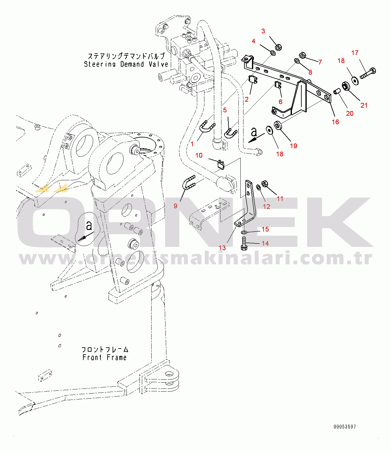 Komatsu WA480-6 S/N 90216-UP (For EU) Steering Hydraulic Piping, Steering Demand Valve Piping (#90216-)