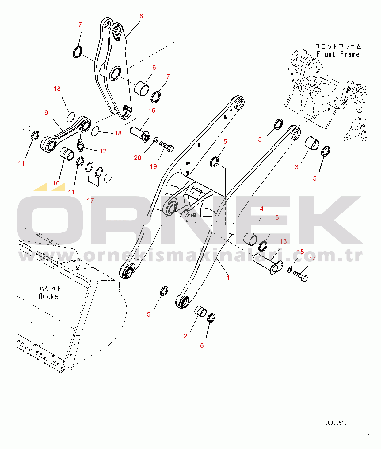 Komatsu WA480-6 S/N 90216-UP (For EU) Lift Arm and Bell Crank, Boom, Bell Crank and Link (#90216-)