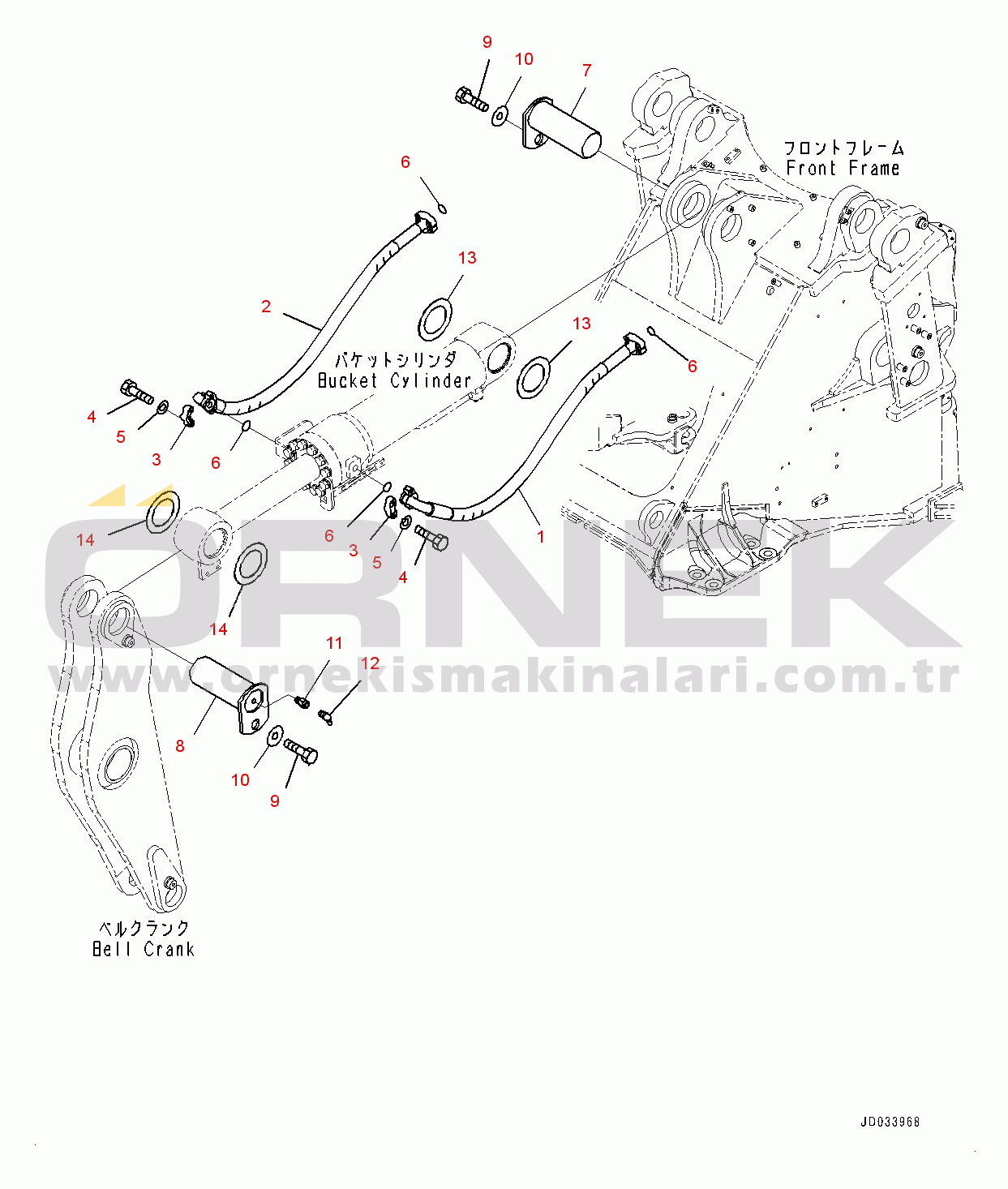 Komatsu WA480-6 S/N 90216-UP (For EU) Bucket Cylinder, Mounting (#90216-)
