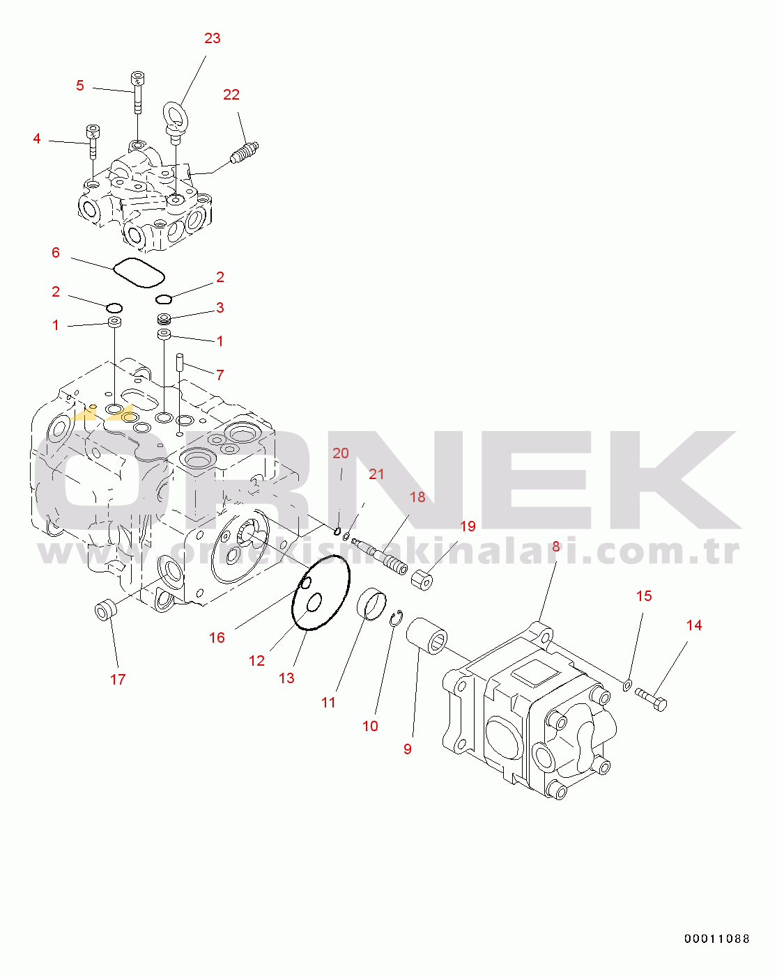 Komatsu PC55MR-3 S/N 15001-UP Piston Pump, Inner Parts (4/5) (#15001-15259)