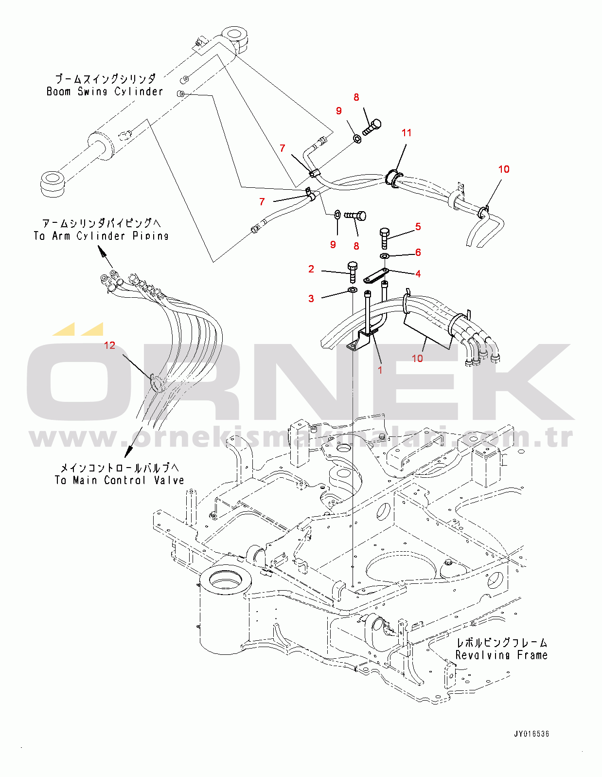 Komatsu PC55MR-3 S/N 15001-UP Actuator Piping, Hose Clamp (#16501-)