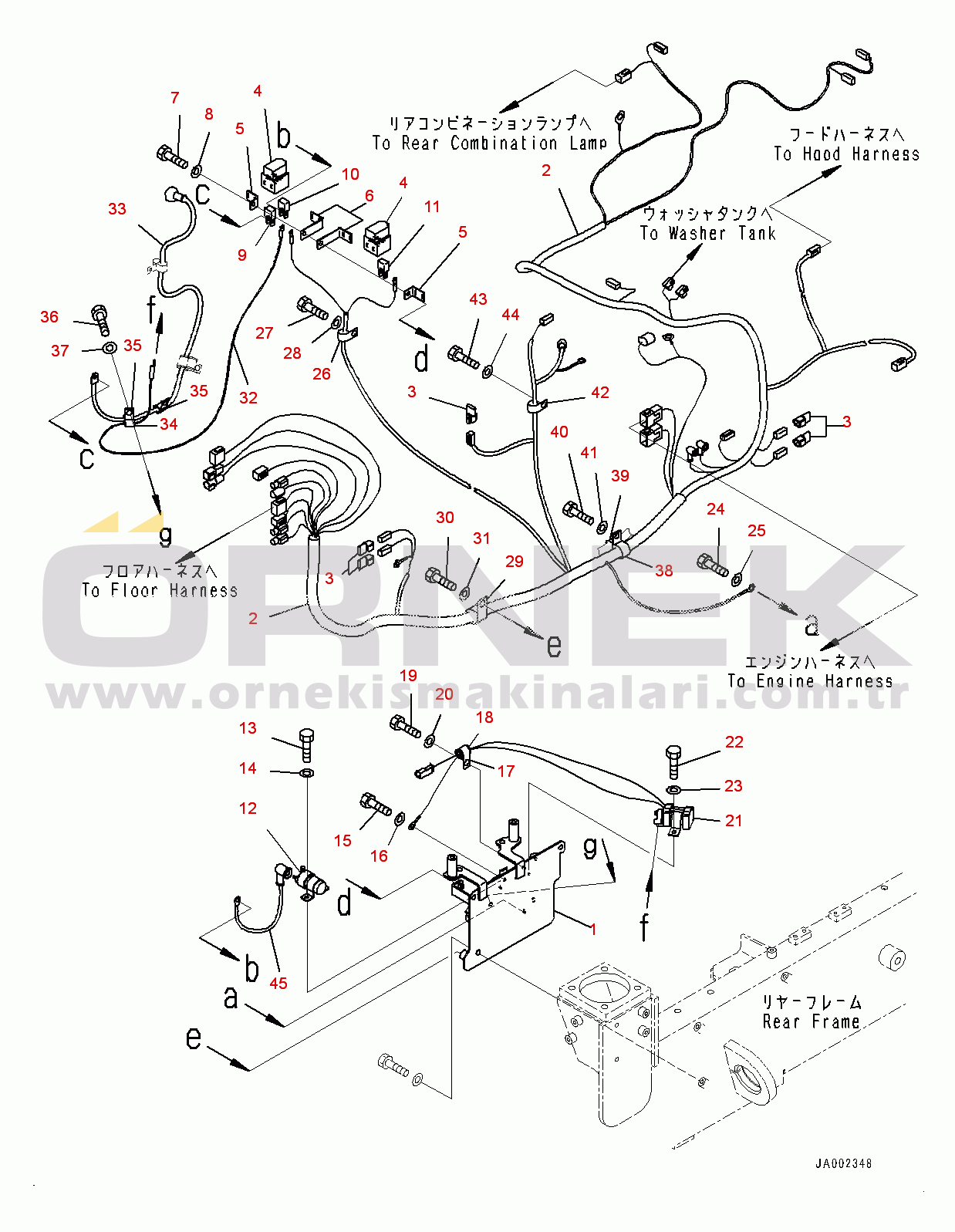 Komatsu WA150-6 S/N 80001-UP Rear Wiring Harness, Wiring Harness (1/2) (#80001-)