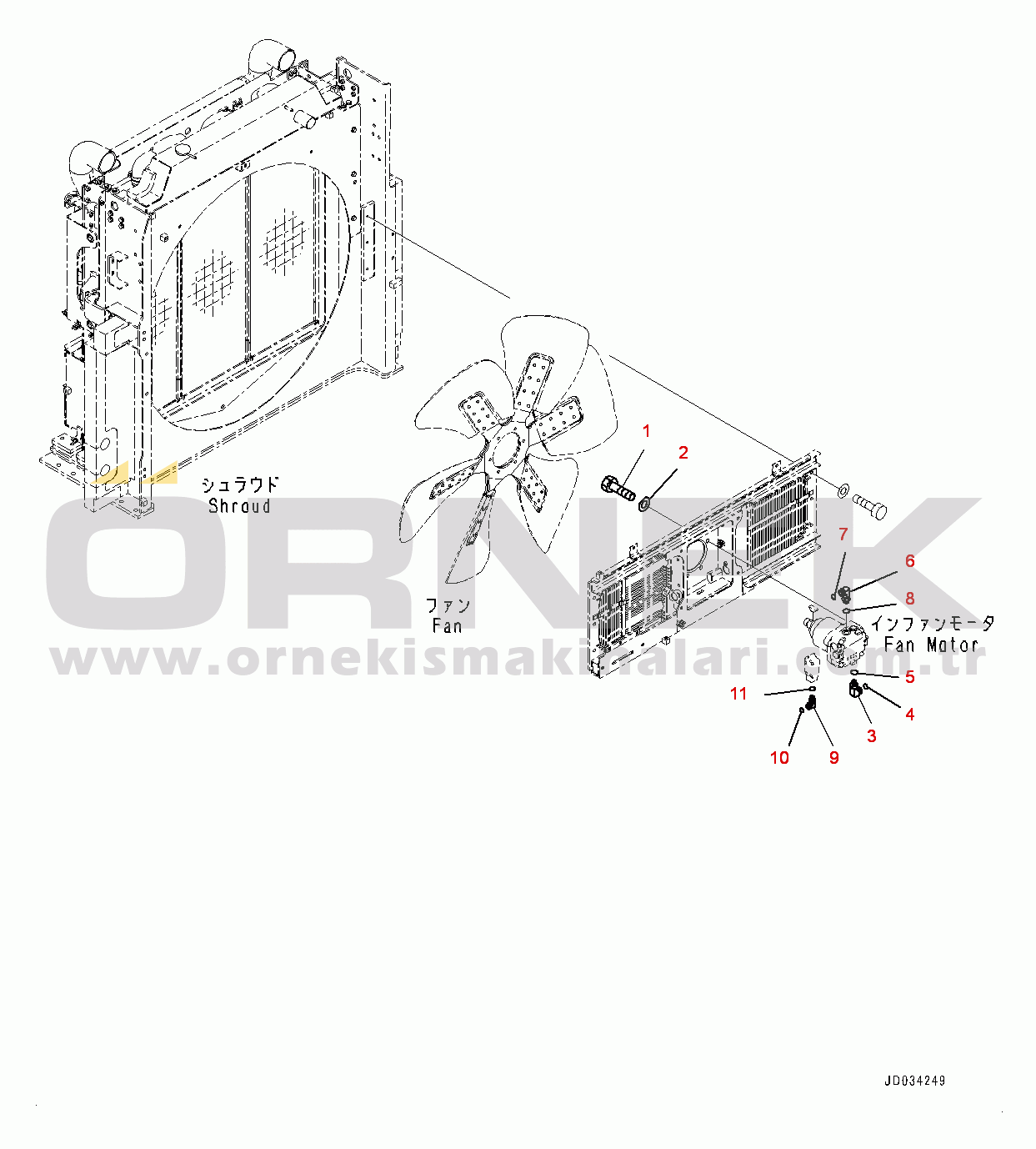 Komatsu PC850-8E0 S/N 65001-UP Cooling System, Fan Motor Related Parts (#65001-)