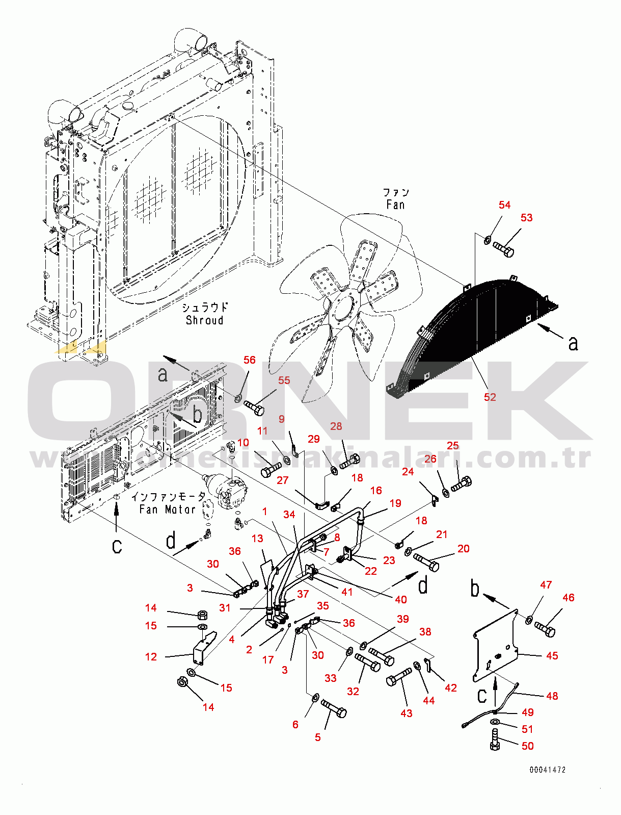Komatsu PC850-8E0 S/N 65001-UP Cooling System, Fan Motor Piping (#65001-65017)