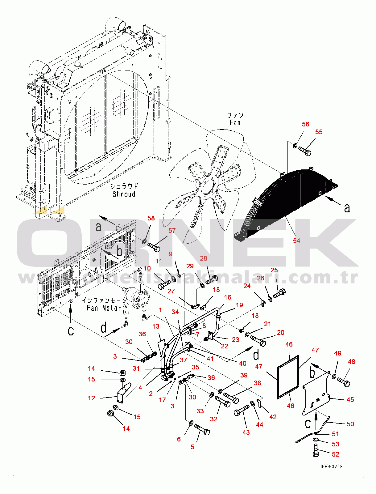 Komatsu PC850-8E0 S/N 65001-UP Cooling System, Fan Motor Piping (#65018-)