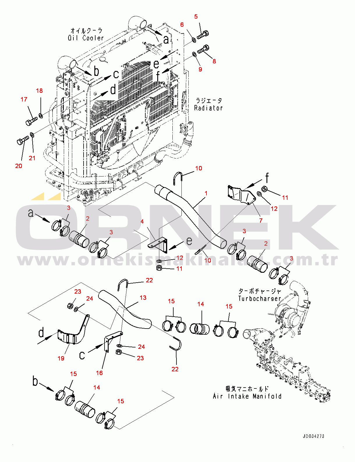 Komatsu PC850-8E0 S/N 65001-UP Cooling System, Aftercooler Piping (#65001-)