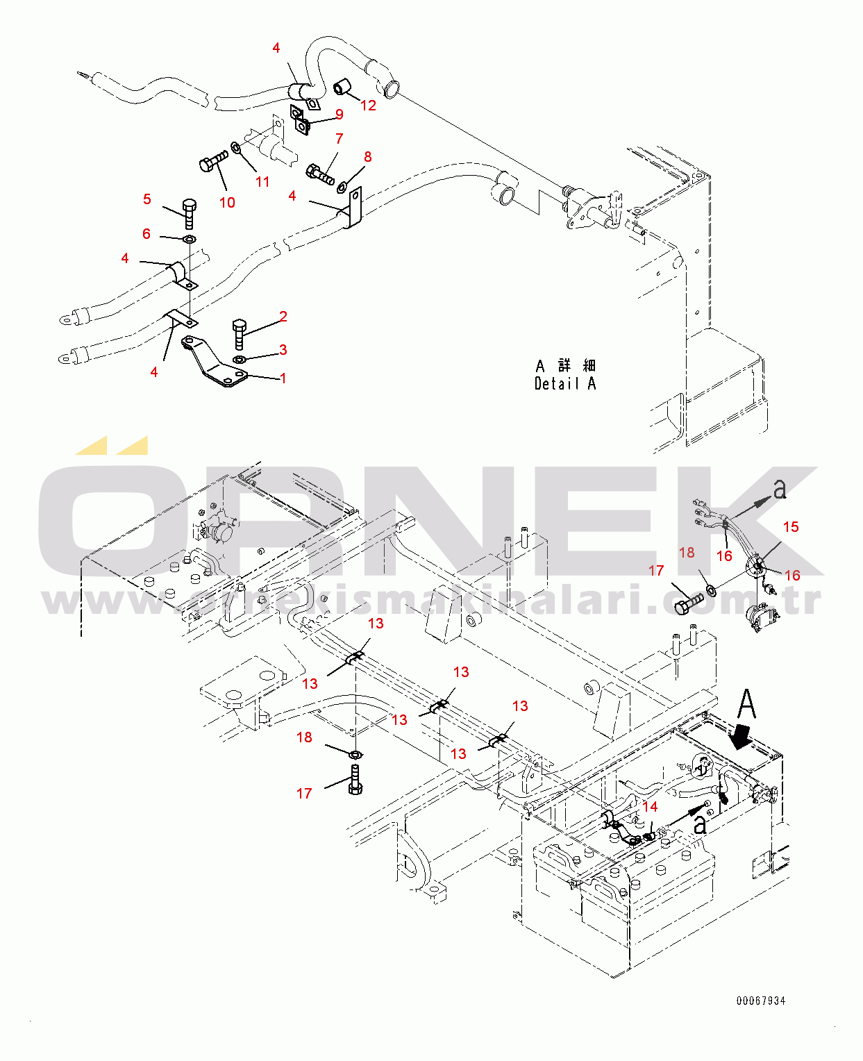 Komatsu WA900-3E0 S/N 60078-UP Left Battery Box, Wiring Harness Mounting (#60078-)