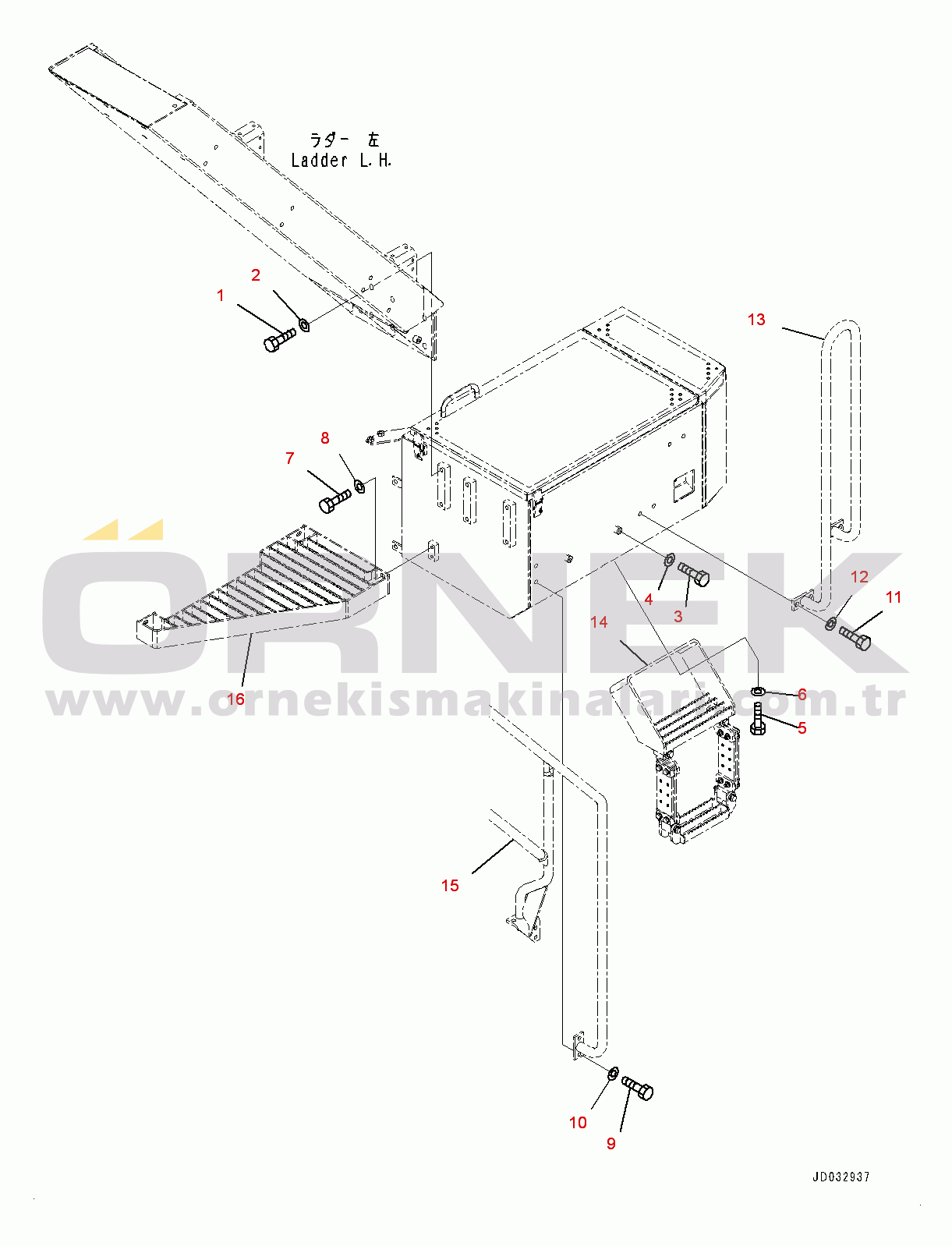 Komatsu WA900-3E0 S/N 60078-UP Left Battery Box, Step (#60078-)