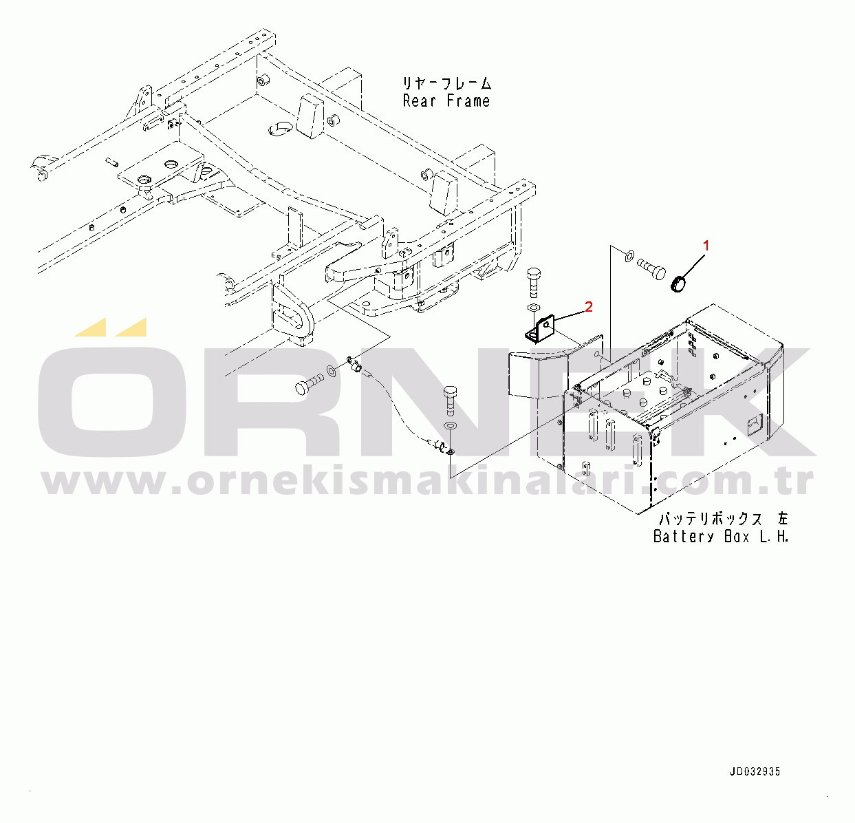 Komatsu WA900-3E0 S/N 60078-UP Left Battery Box, Mounting (#60078-)