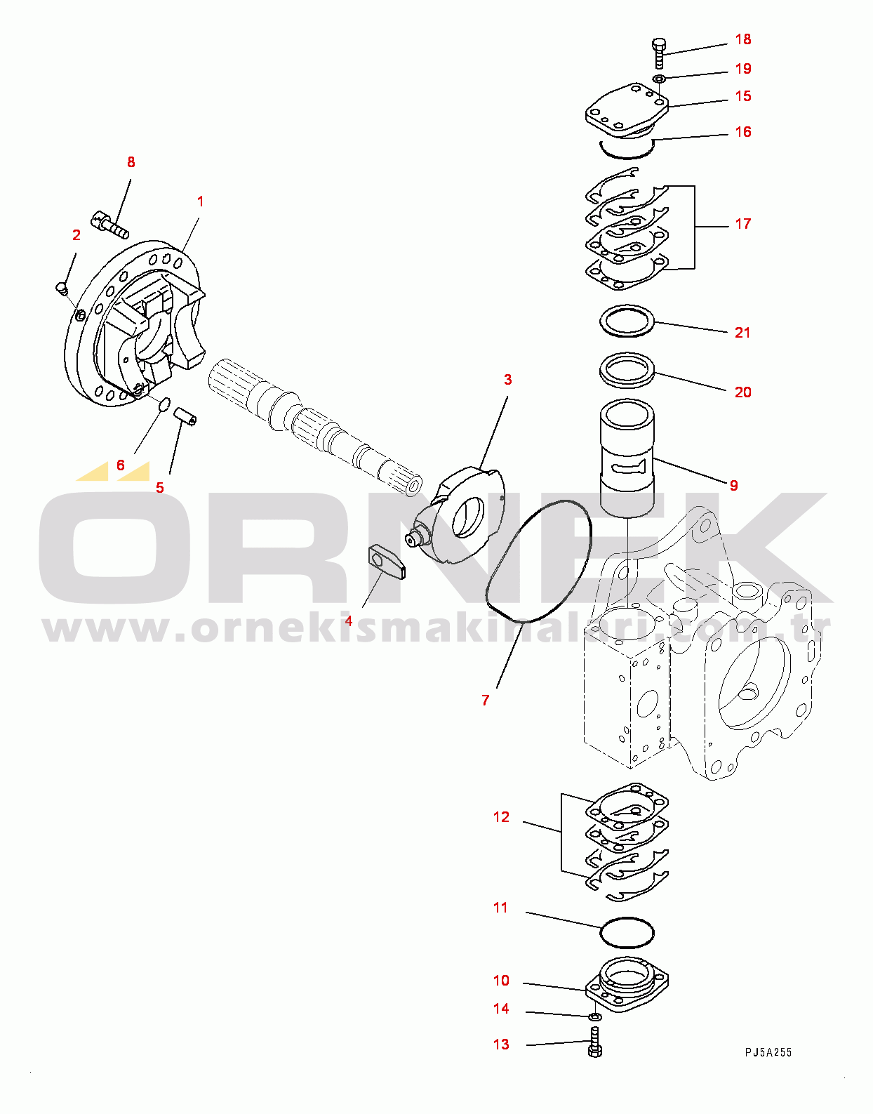 Komatsu WA900-3E0 S/N 60078-UP Torque Converter and Transmission, Inner Parts, Steering Pump (3/8) (#60078-)