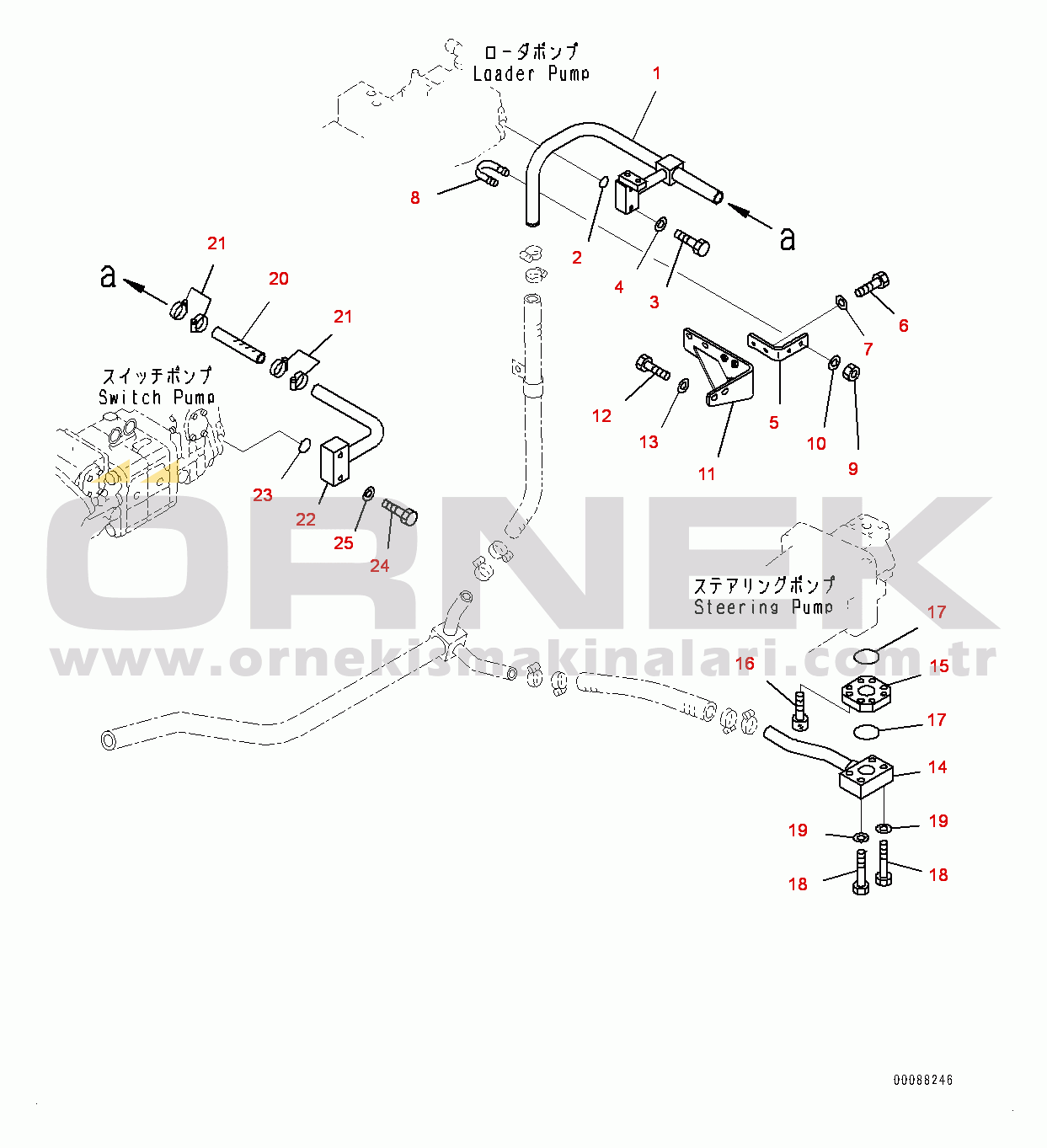 Komatsu WA900-3E0 S/N 60078-UP Torque Converter and Transmission, PPC Valve Piping (#60078-)