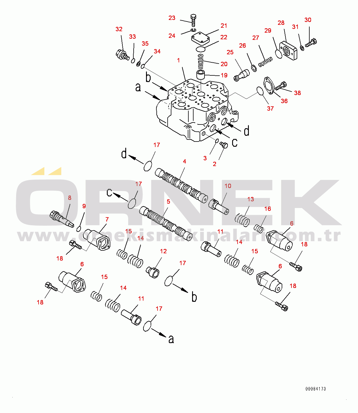 Komatsu WA900-3E0 S/N 60078-UP Loader Control Valve, Inner Parts, Control Valve (1/2) (#60078-)