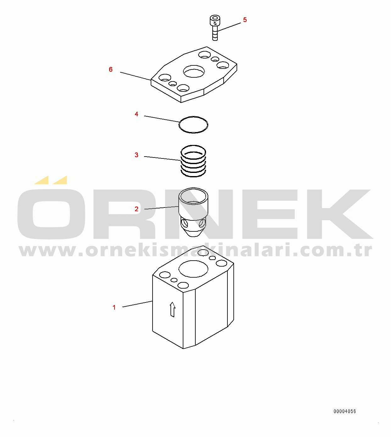 Komatsu WA900-3E0 S/N 60078-UP Loader Control Valve, Inner Parts, Check Valve (#60078-)
