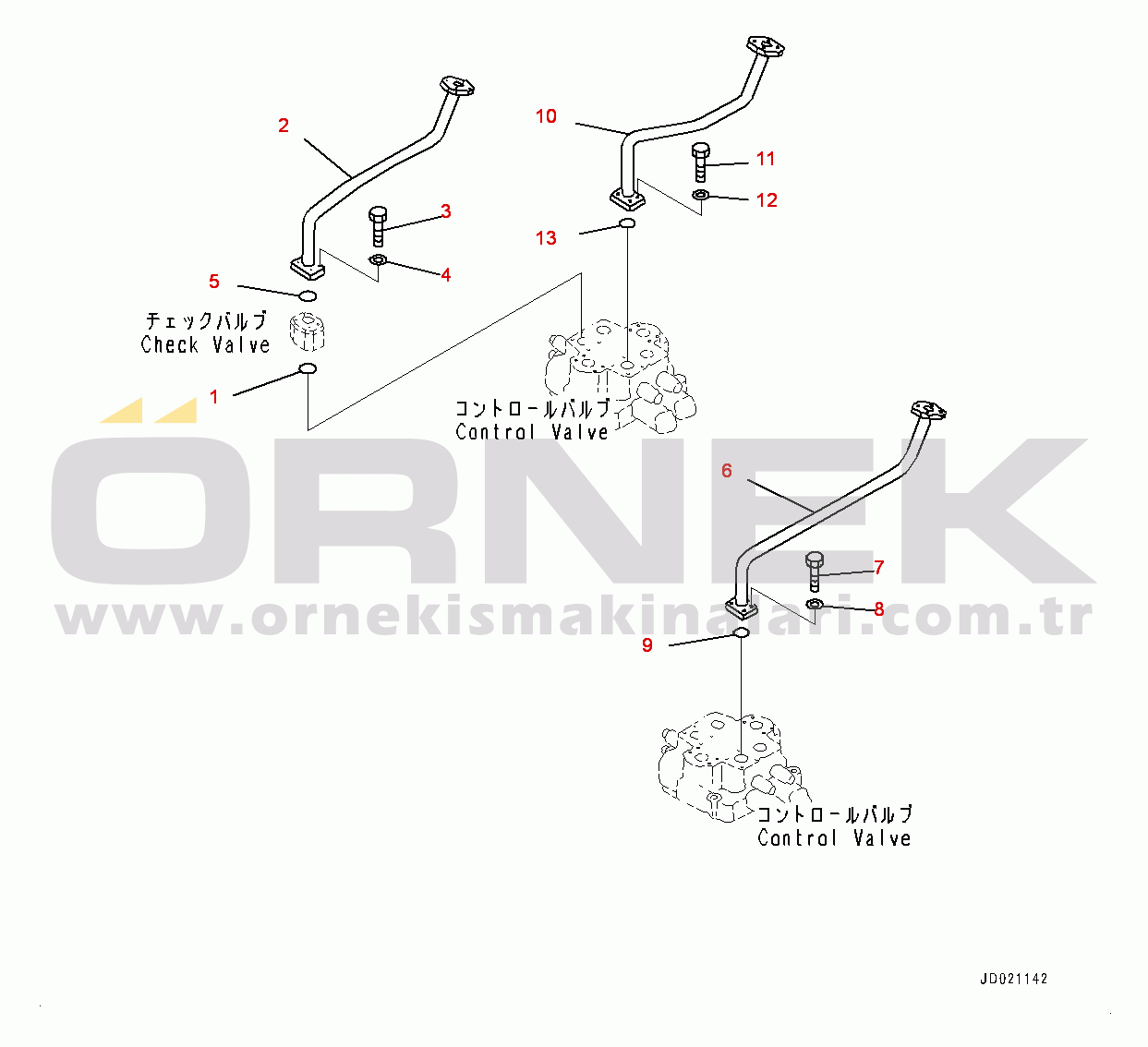Komatsu WA900-3E0 S/N 60078-UP Loader Control Valve, Dump Cylinder Piping (2/2) (#60078-)