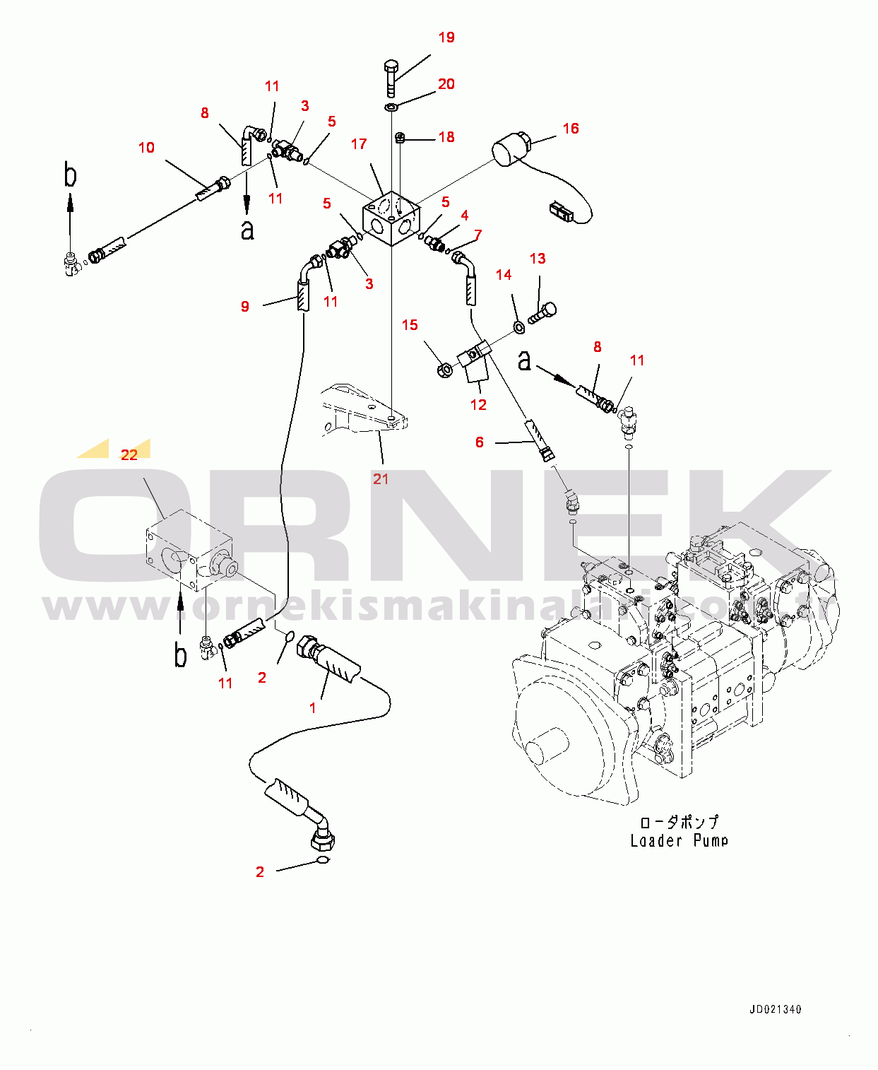 Komatsu WA900-3E0 S/N 60078-UP Hydraulic Piping, PPC Valve Piping, Rear (1/6) (#60078-)