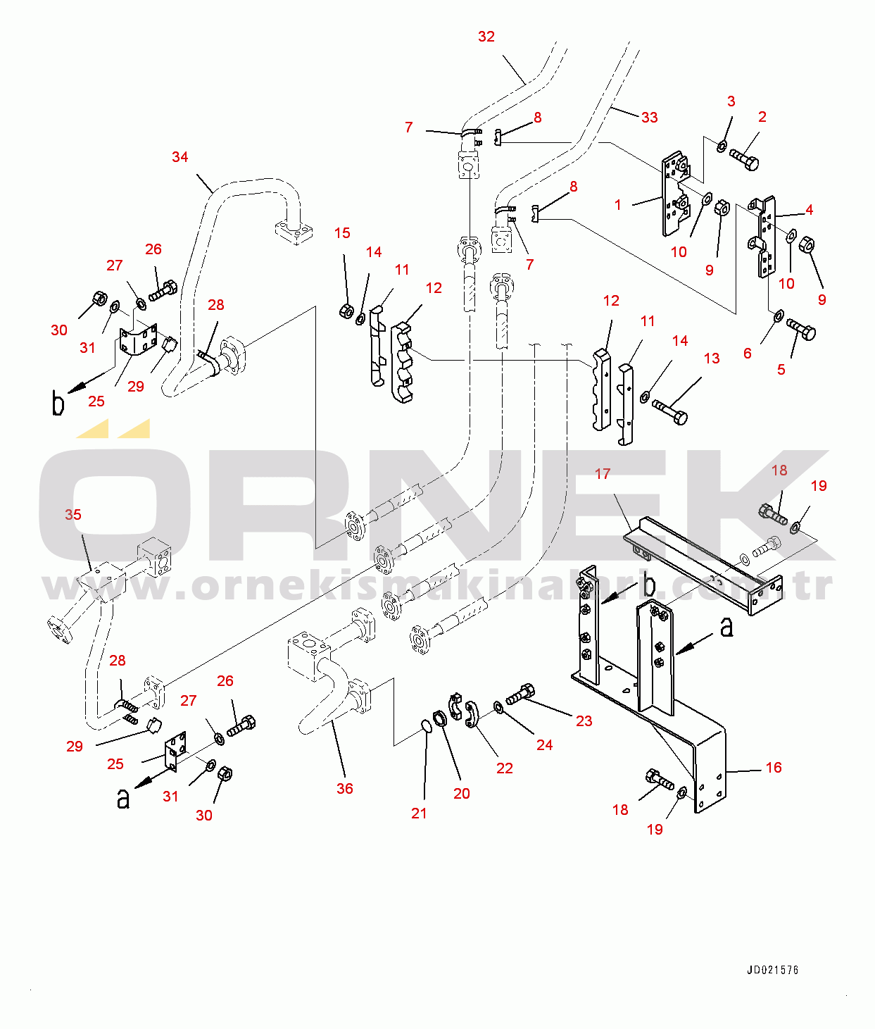 Komatsu WA900-3E0 S/N 60078-UP Hydraulic Piping, Mounting (#60078-)
