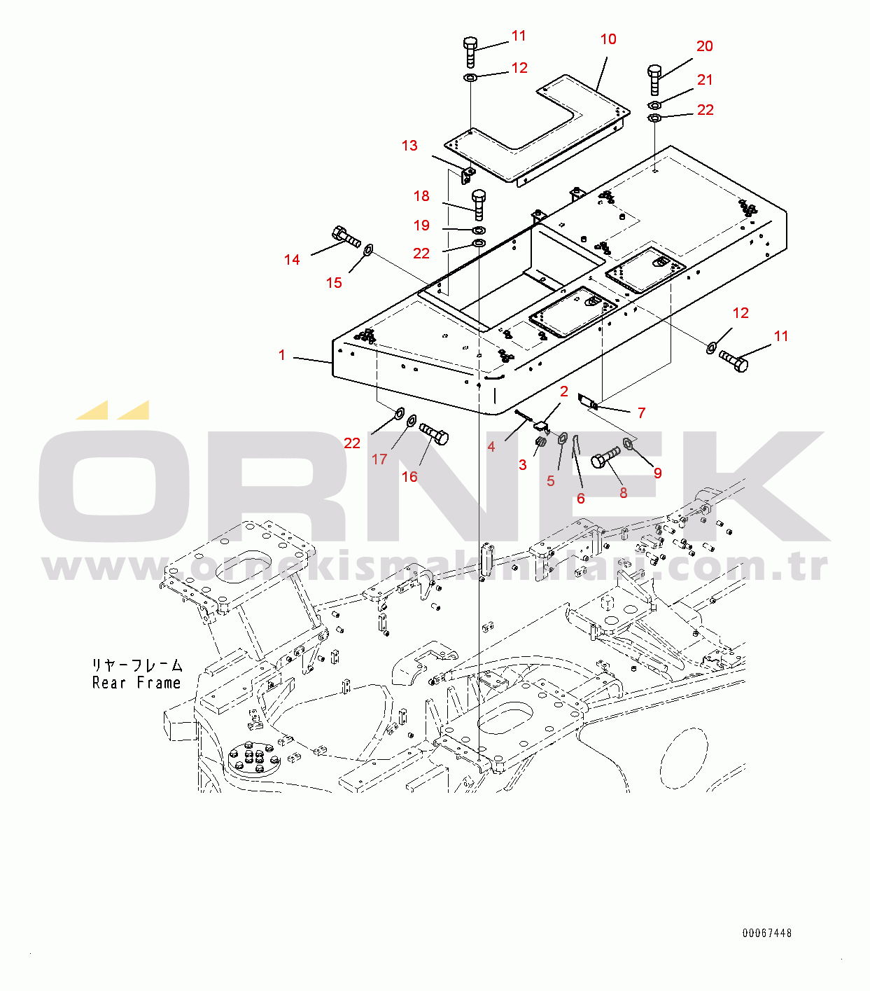 Komatsu WA900-3E0 S/N 60078-UP Rear Fender and Ladder, Floor Frame, L.H. (#60078-)