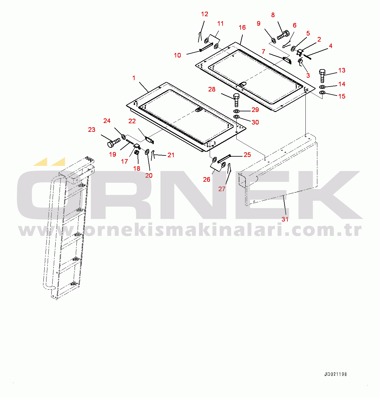 Komatsu WA900-3E0 S/N 60078-UP Rear Fender and Ladder, Cover (#60078-)