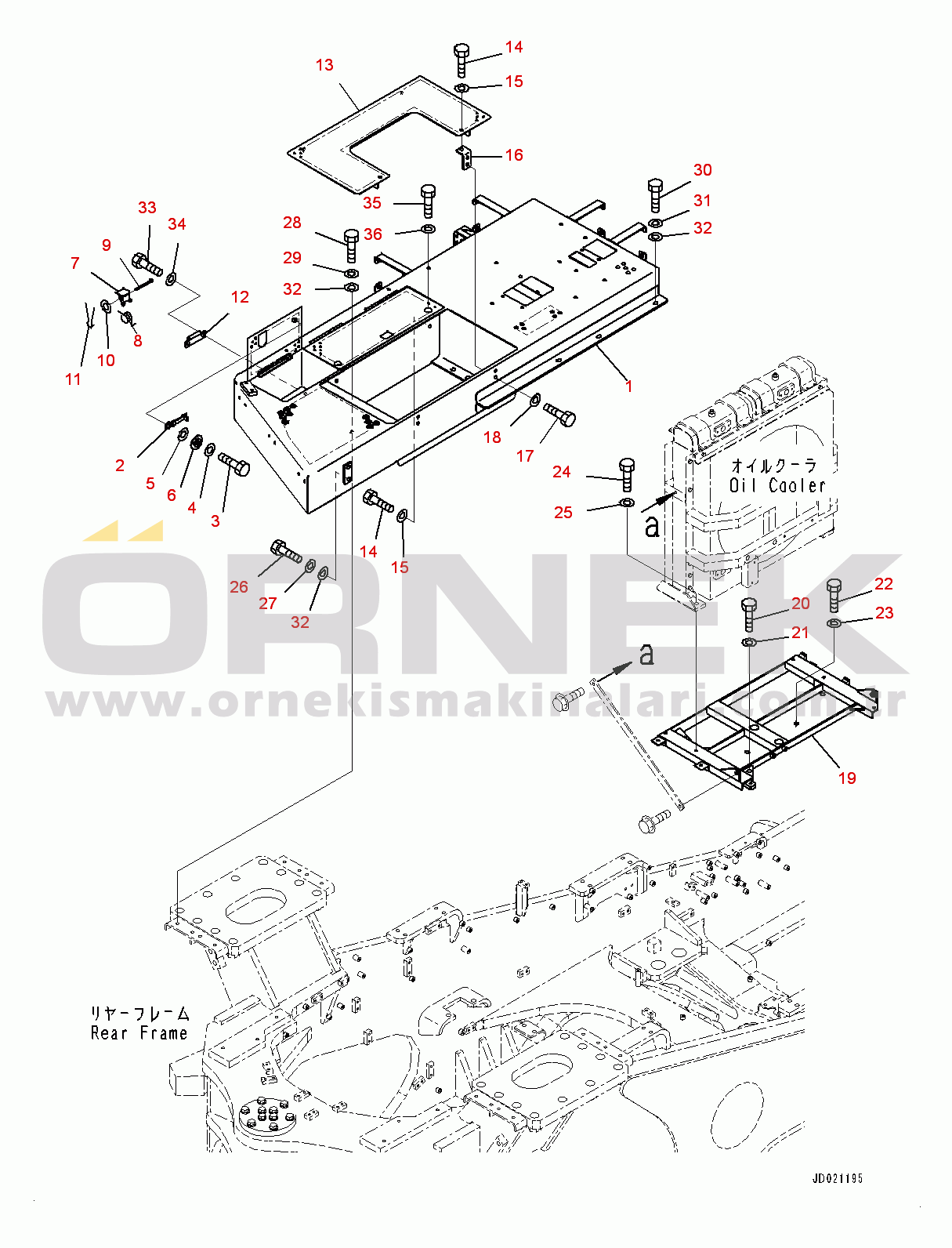 Komatsu WA900-3E0 S/N 60078-UP Rear Fender and Ladder, Floor Frame, R.H. (#60078-)