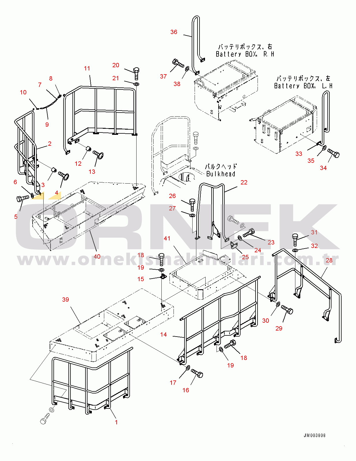 Komatsu WA900-3E0 S/N 60078-UP Ladder and Handrail, L.H. (#60156-)