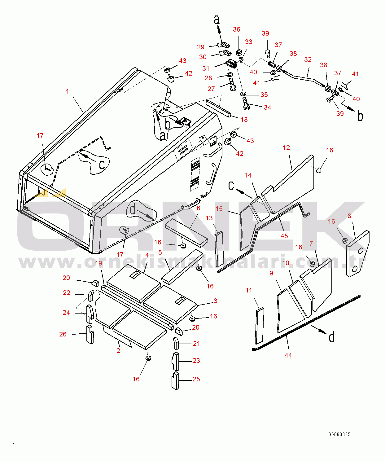 Komatsu HM350-2 S/N 2219-UP Engine Hood Group,  (#2219-2229)