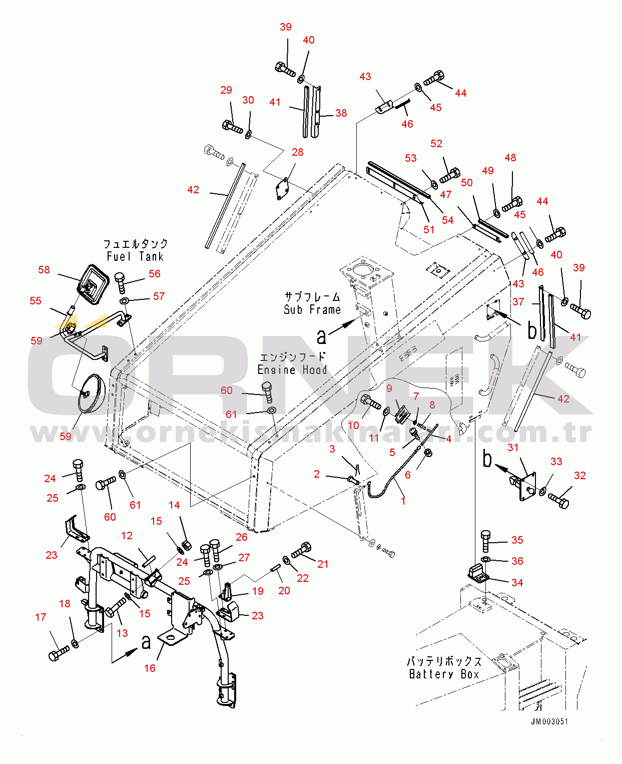 Komatsu HM350-2 S/N 2219-UP Engine Hood Related Parts, Related Parts (#2230-)