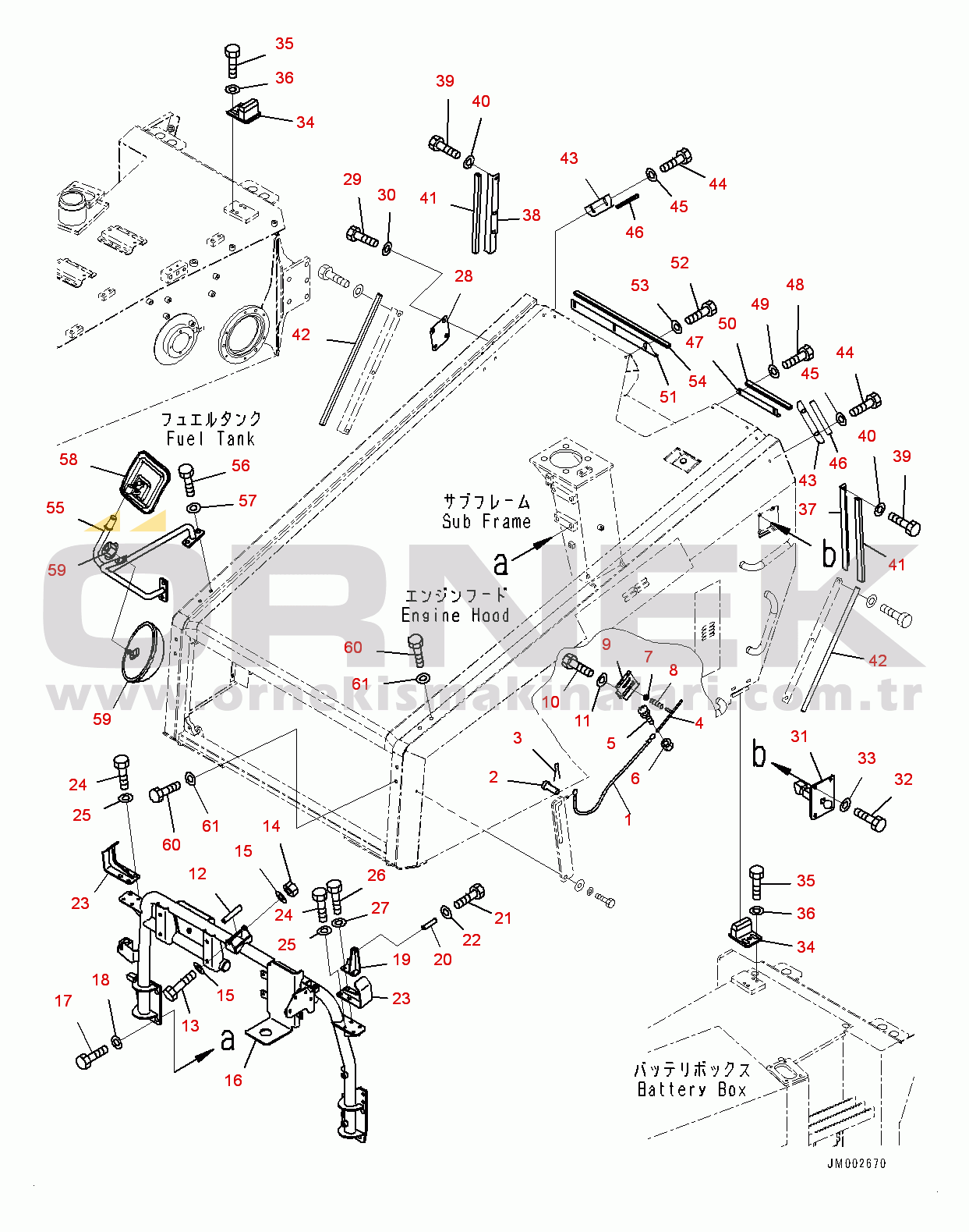 Komatsu HM350-2 S/N 2219-UP Engine Hood Related Parts, Related Parts (#2230-)