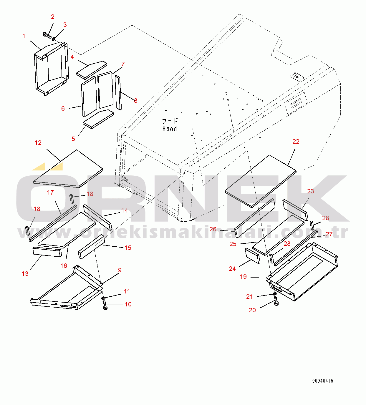 Komatsu HM350-2 S/N 2219-UP Engine Hood Related Parts, Duct (#2219-)