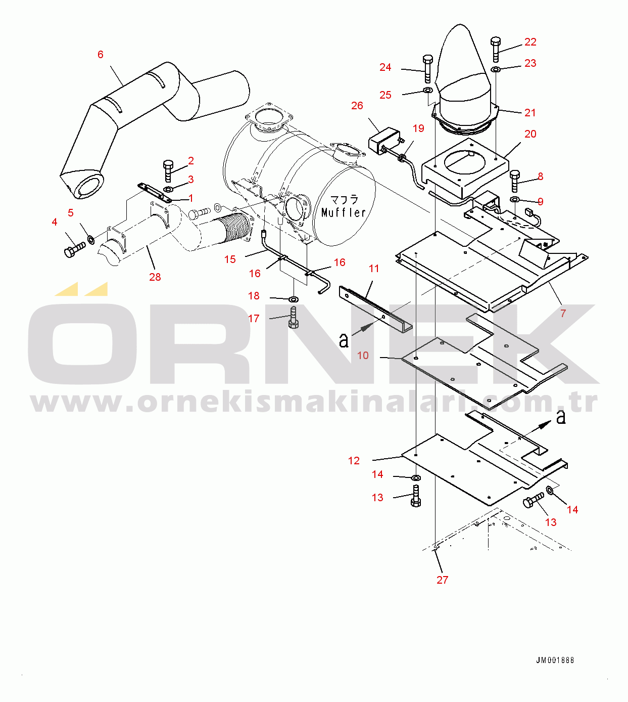 Komatsu HM350-2 S/N 2219-UP Right Fender Sub Unit, Exhaust Muffler Related Parts (2/2) (#2226-)