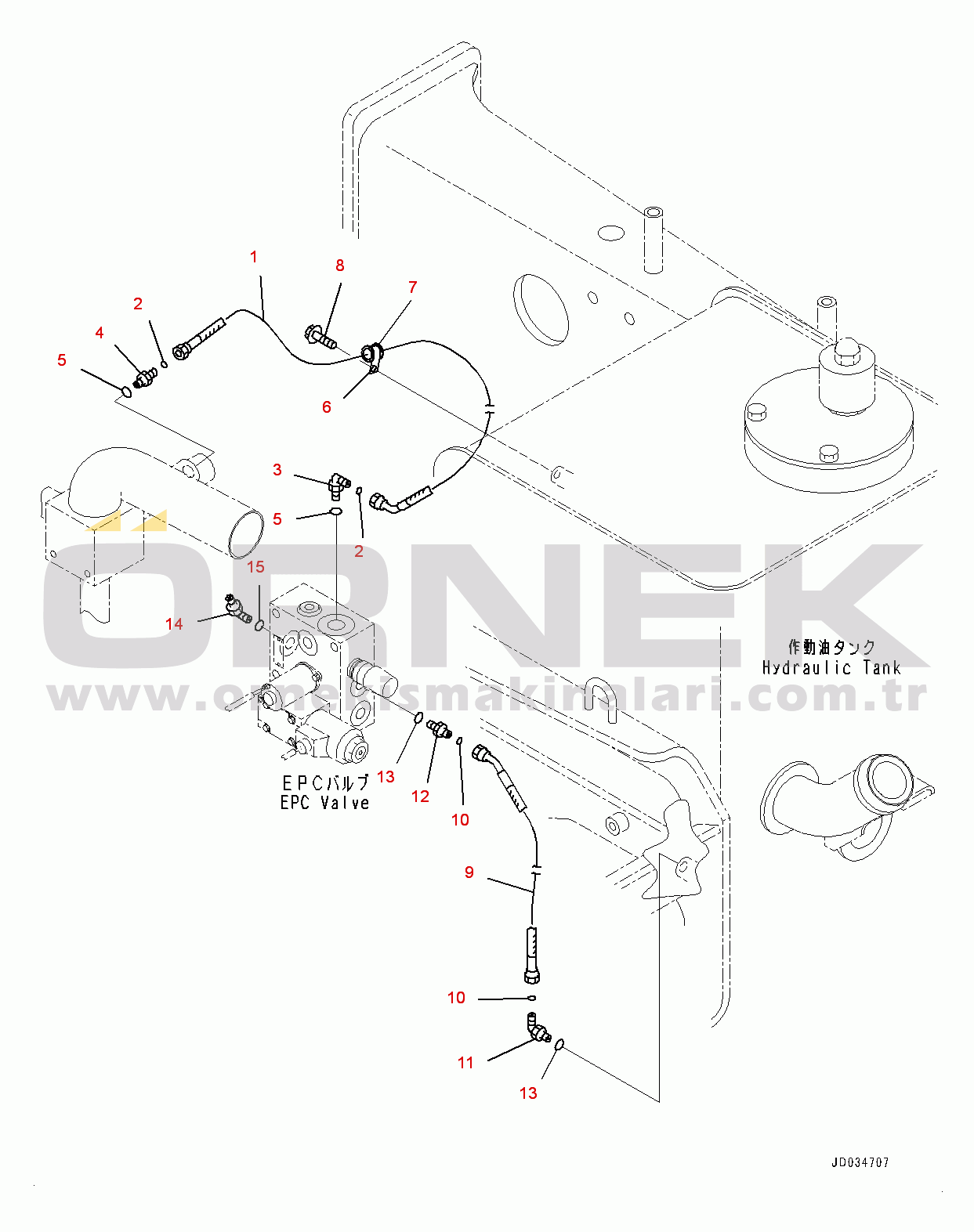 Komatsu HD465-7E0 S/N 10732-UP Hydraulic Tank, EPC Valve Piping (#10732-)