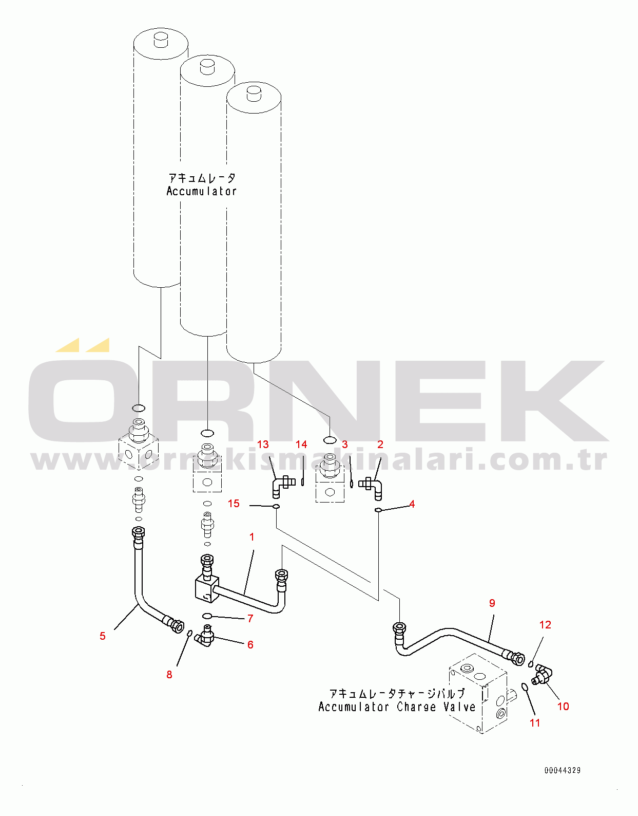 Komatsu HD465-7E0 S/N 10732-UP Hydraulic Tank, Accumulator Piping (#10732-)