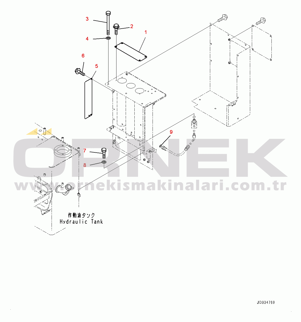 Komatsu HD465-7E0 S/N 10732-UP Hydraulic Tank, Mounting (4/10) (#10732-)