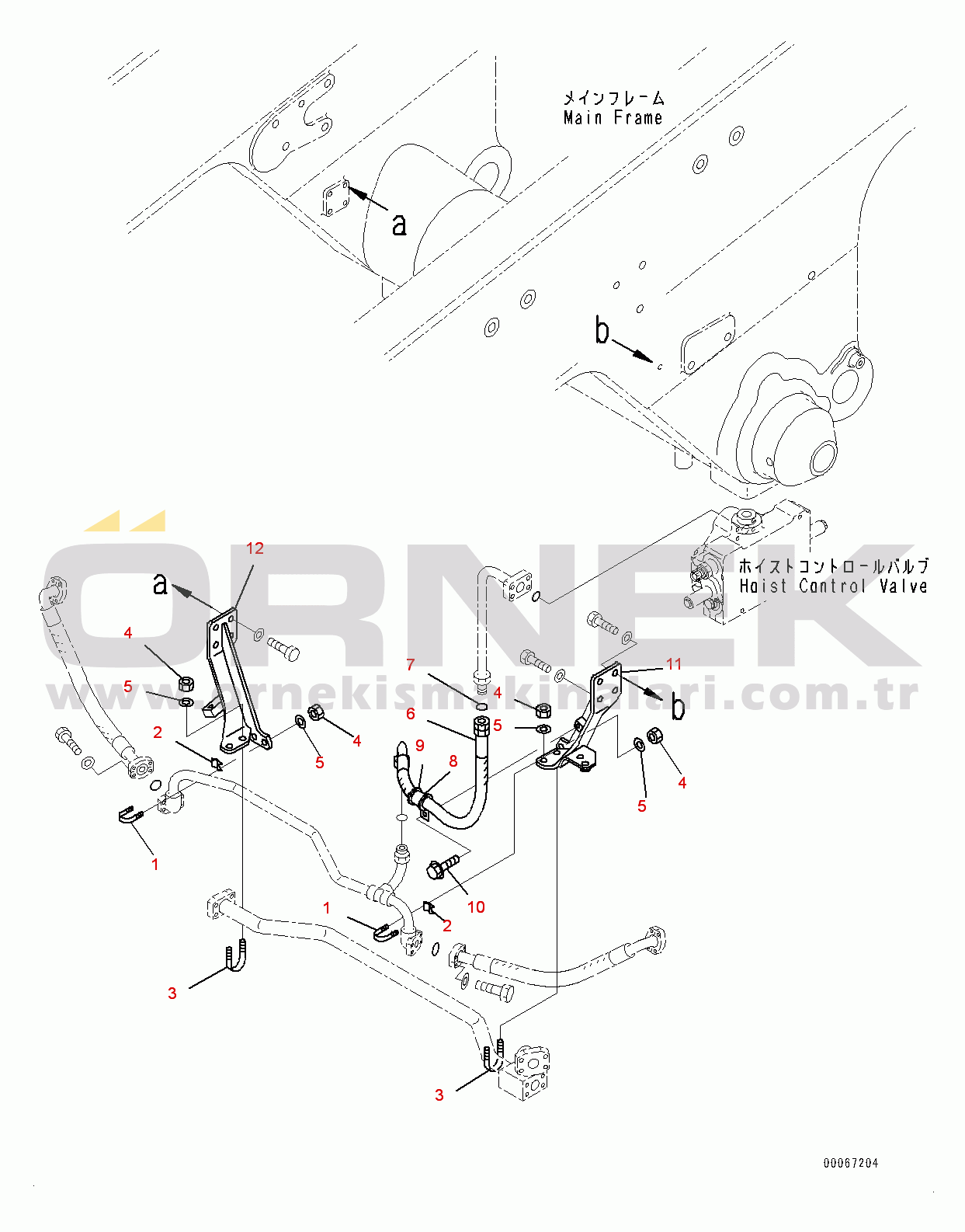 Komatsu HD465-7E0 S/N 10732-UP Steering and Hoist Hydraulic Piping, Hoist Cylinder Piping (2/3) (#10732-)