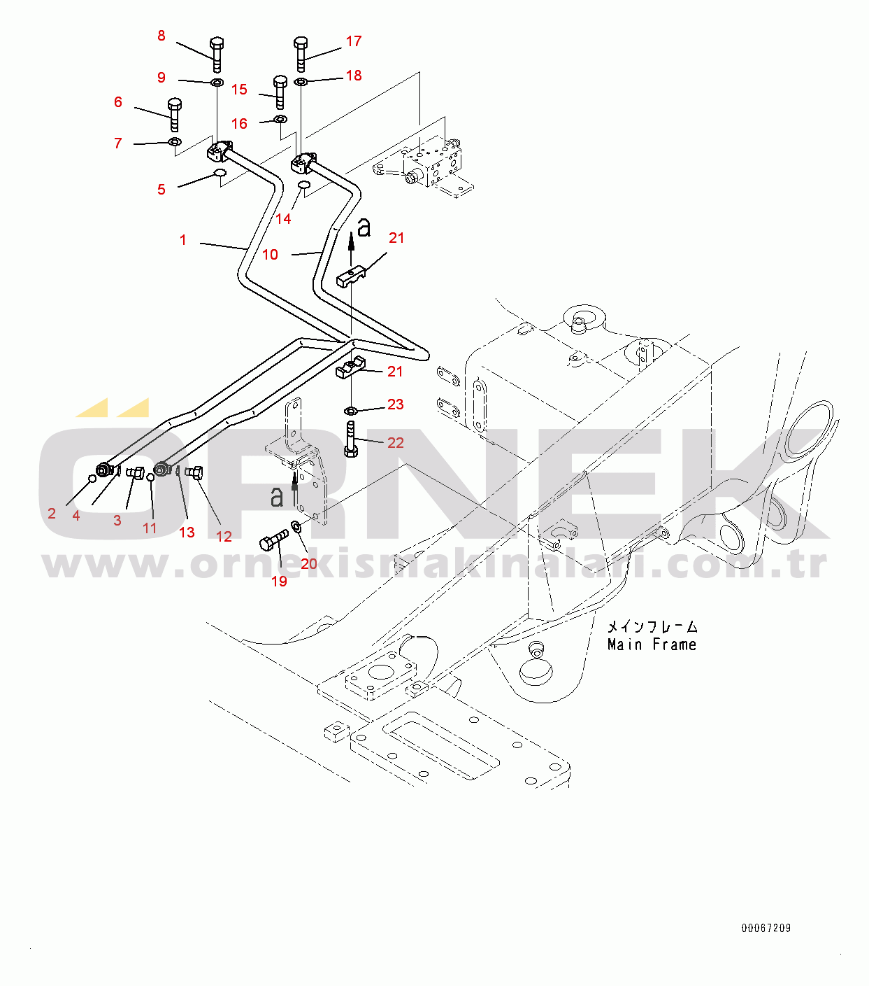 Komatsu HD465-7E0 S/N 10732-UP Steering and Hoist Hydraulic Piping, Steering Cylinder Piping (#10732-)