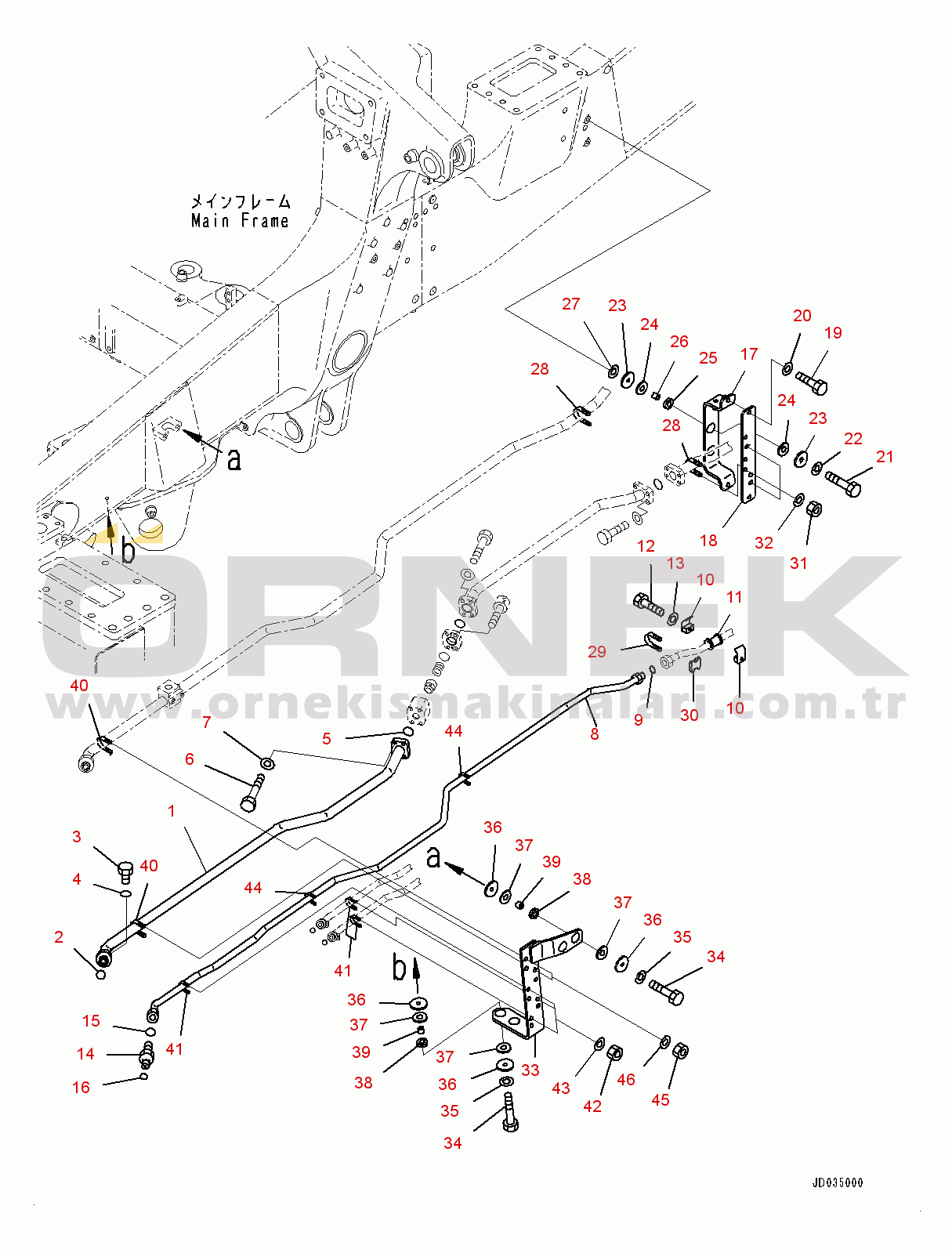 Komatsu HD465-7E0 S/N 10732-UP Steering and Hoist Hydraulic Piping, Demand Valve to Steering Valve (1/2) (#10732-)