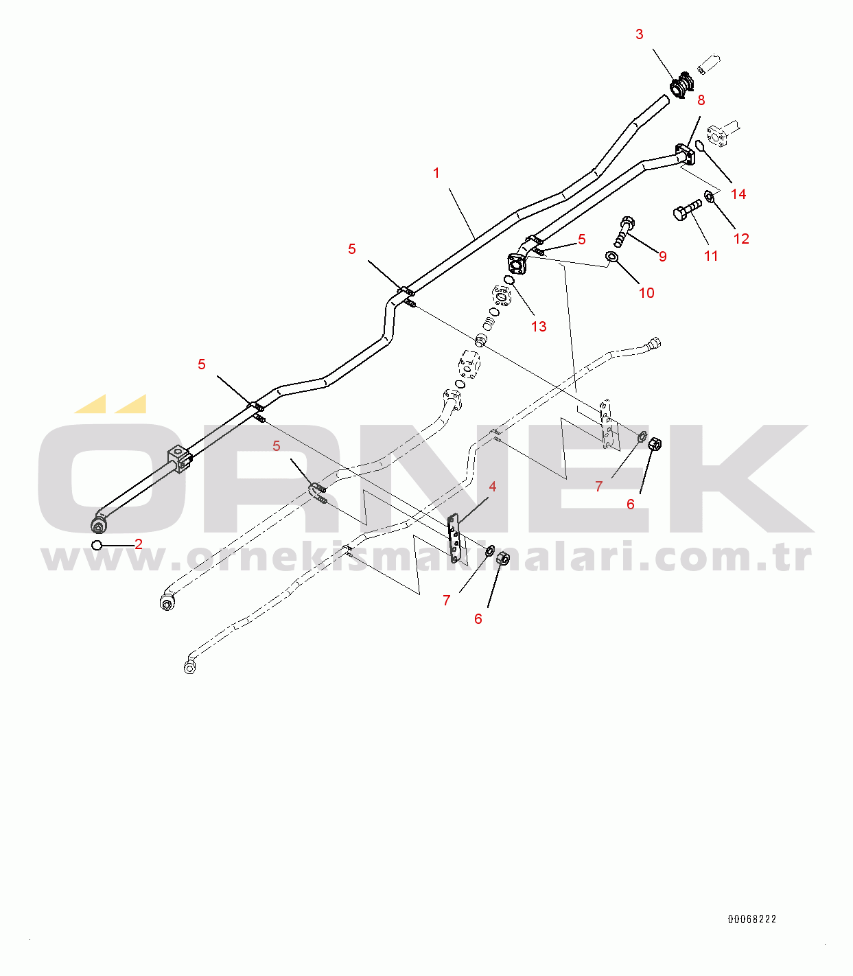 Komatsu HD465-7E0 S/N 10732-UP Steering and Hoist Hydraulic Piping, Demand Valve to Steering Valve (2/2) (#10732-)